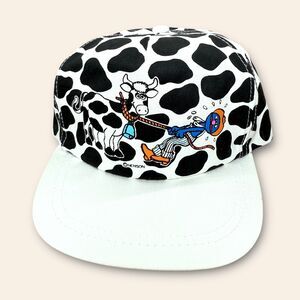 RARE Vintage 90s Sesame Street Henson Kids Hat Muppets Grover Cow Print Western